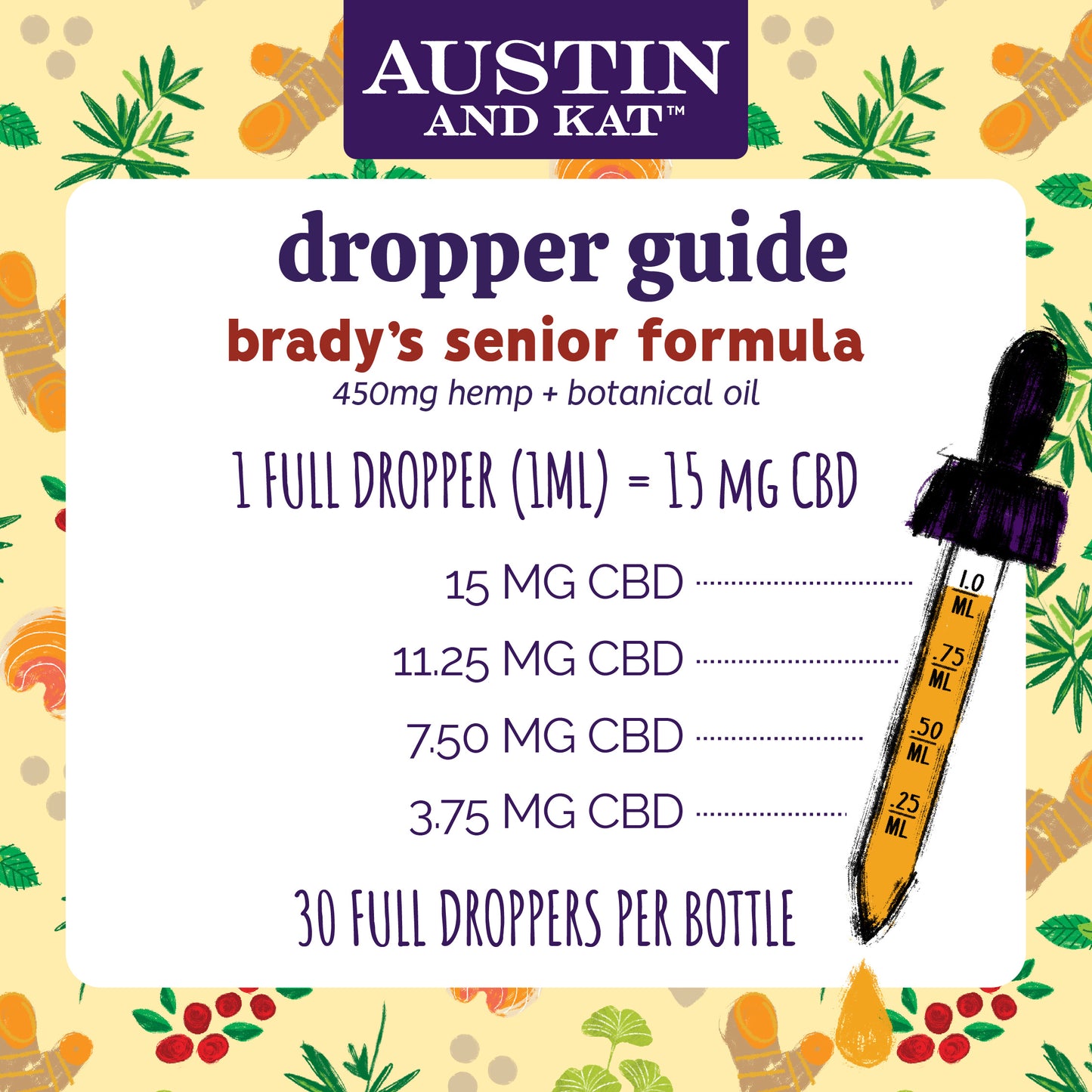 Senior Formula Oil by Austin and Kat, a natural oil dropper bottle designed for senior wellness and health support.