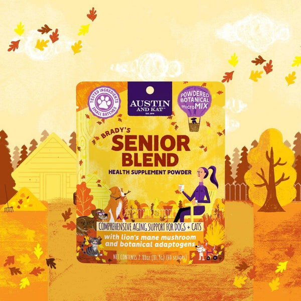 Austin and Kat Senior Support Health Supplement Powder for Dogs with Botanicals and Adaptogens