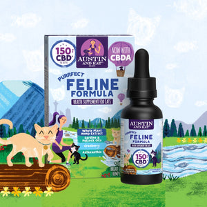 Austin and Kat Feline Support CBD CBDA Oil for Cats and Small Dogs with Botanicals and Adaptogens