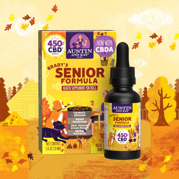 Austin and Kat Senior Support CBD CBDA Oil for Dogs with Botanicals and Adaptogens