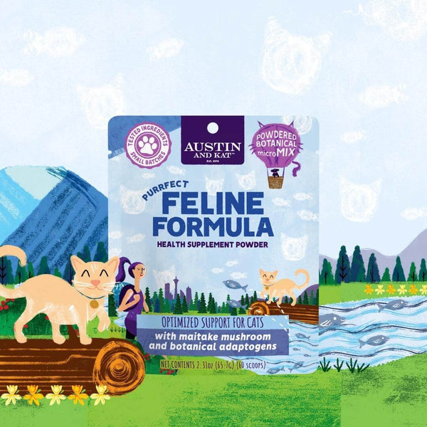 Austin and Kat Feline Support Health Supplement Powder for Dogs and Cats with Botanicals and Adaptogens