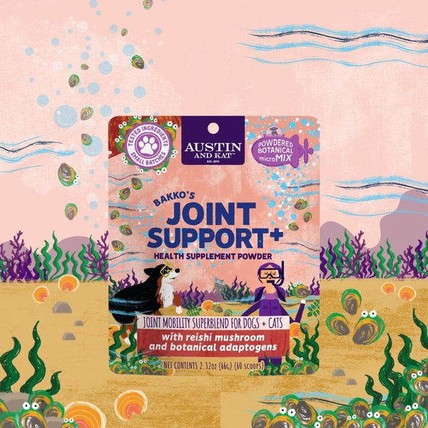Austin and Kat Hip and Joint Support Health Supplement Powder for Dogs with Botanicals and Adaptogens