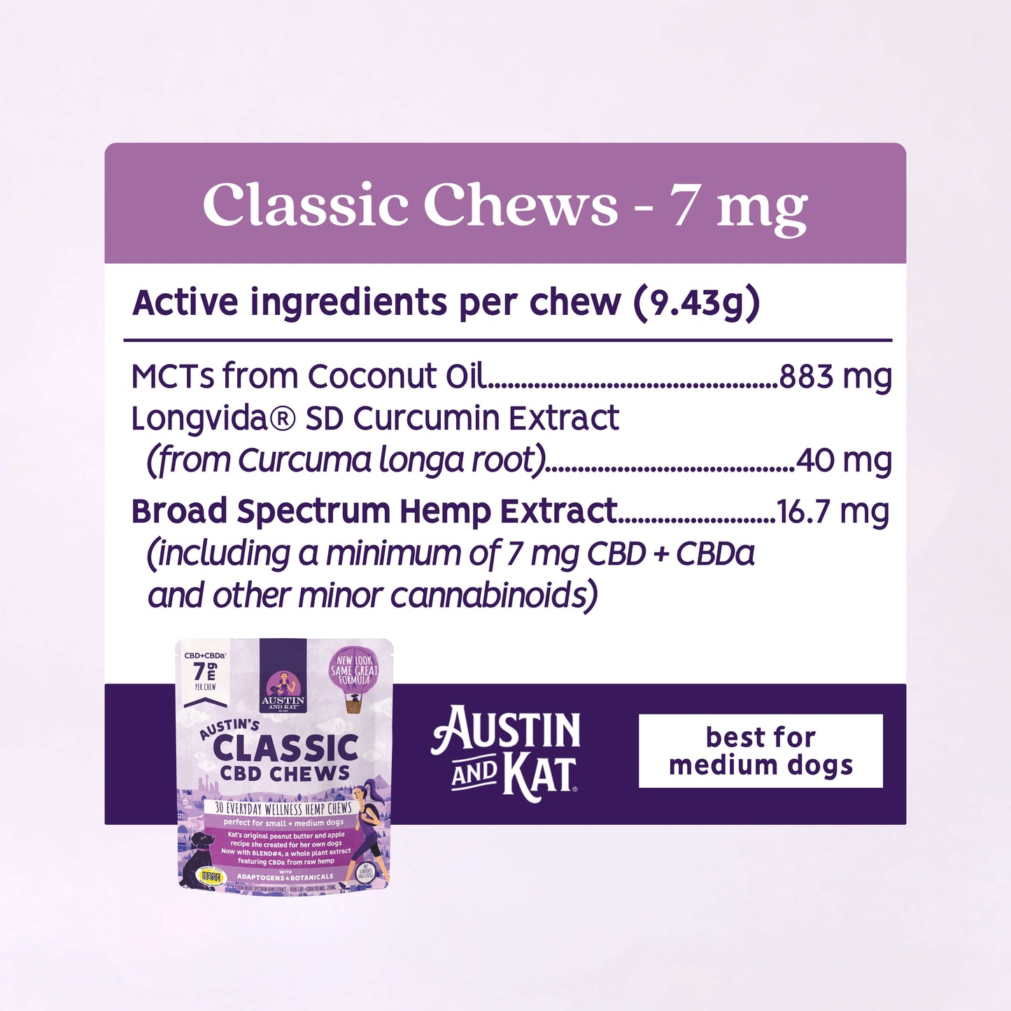 Austin and Kat Classic Hemp Bites Soft Chew 10-Pack, showing a close-up of the chewy hemp treat pieces in a natural setting.