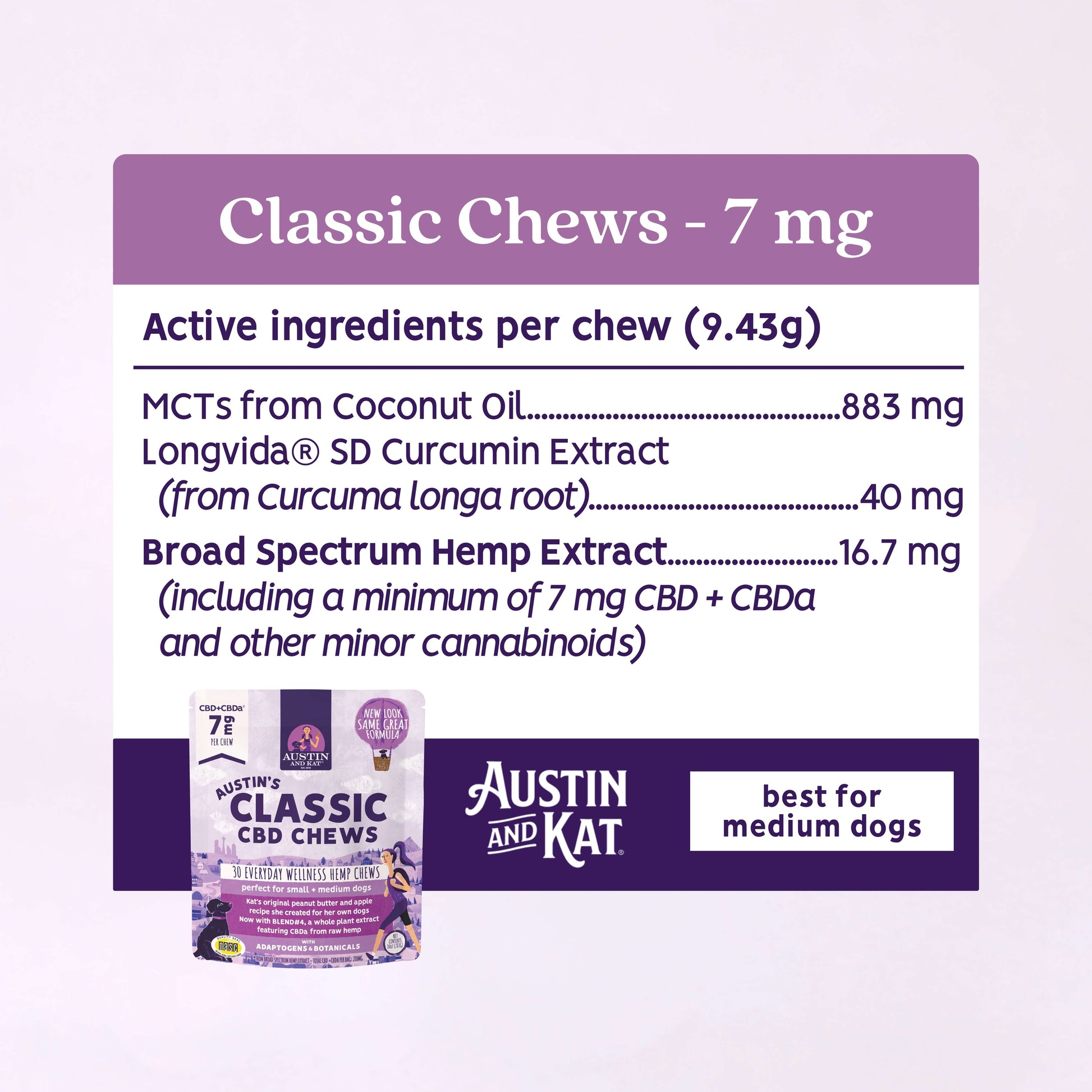 Austin and Kat Classic Hemp Bites Soft Chew 10-Pack, showing a close-up of the chewy hemp treat pieces in a natural setting.
