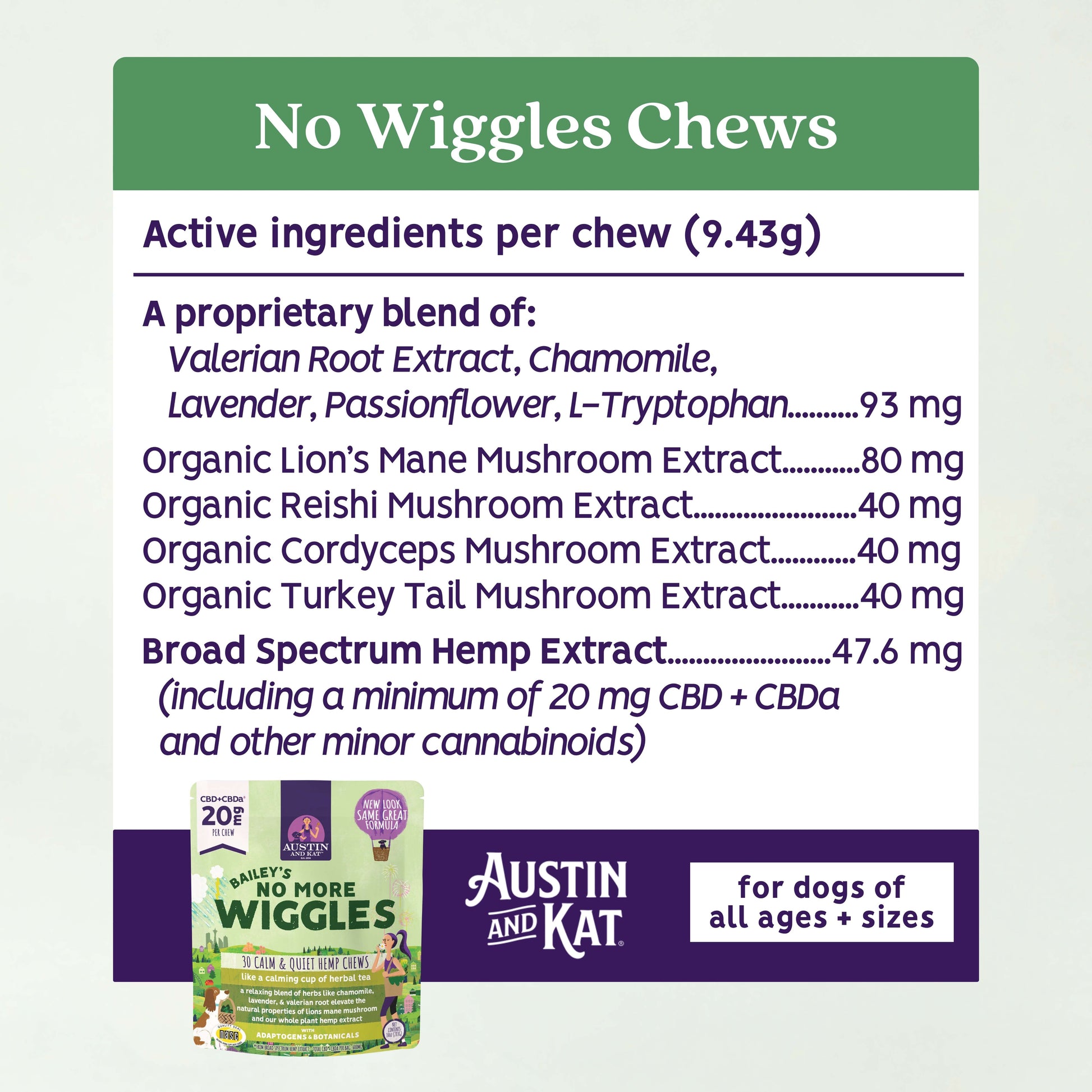 Austin and Kat No More Wiggles Chew, durable dog chew toy designed to reduce wiggles and promote healthy chewing.