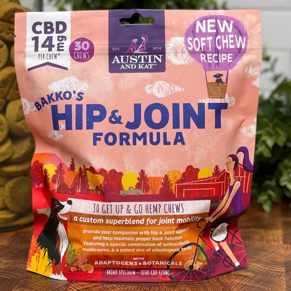 Austin and Kat Hip and Joint Support CBD Chew for Dogs Small Batch, Made in the USA